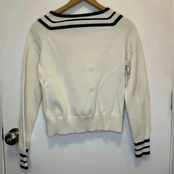 Liz Claiborne pullover crewneck lightweight sweater white and black size small - Picture 2 of 10